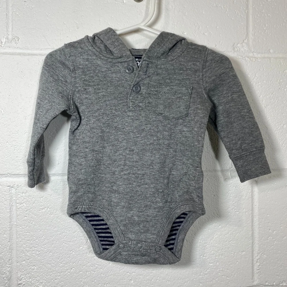 Osh Kosh B'Gosh Long Sleeve Gray Hoodie Bodysuit